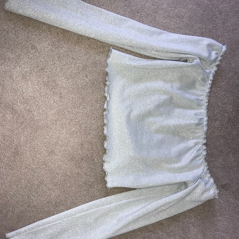 Forever 21 beautiful sparkle silver crop top